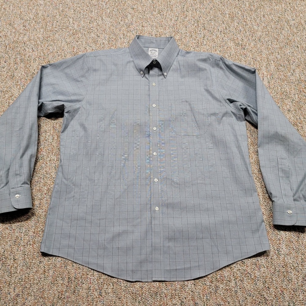 Brooks Brothers Shirt Mens‎ 16.5 - 35 Blue Check Button Down Long Sleeve Regent